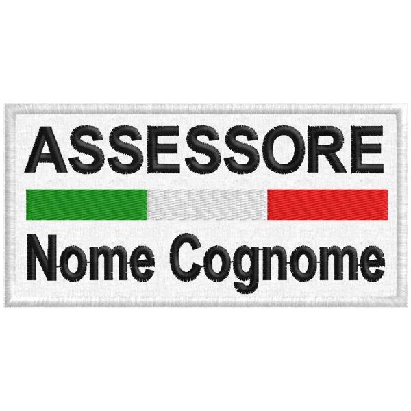 Patch ricamato su base BIANCA  E tricolore personalizzato con la qualifica SINDACO