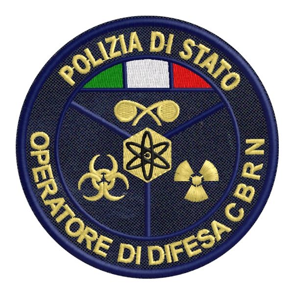 Patch ricamato OPERATORE DI DIFESA C.B.R.N. POLIZIA DI STATO ,ricamato su base tessuto BLU NAVY