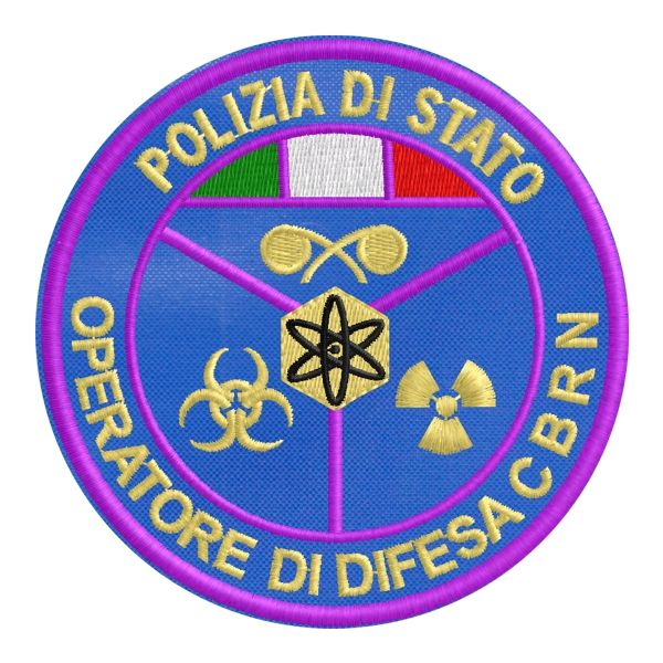 Patch ricamato OPERATORE DI DIFESA C.B.R.N. POLIZIA DI STATO ,ricamato su base tessuto BLU NAVY