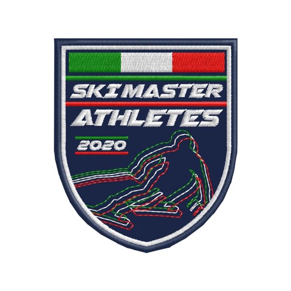 Patch ricamato SKI MASTER ATHLETES su BLU ROYAL 
