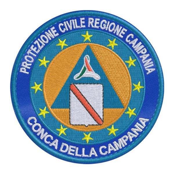 Patch ricamato PROTEZIONE CIVILE REGIONE CAMPANIA (CONCA DELLA CAMPANIA)  Cod.20200512_A diam.90 mm.