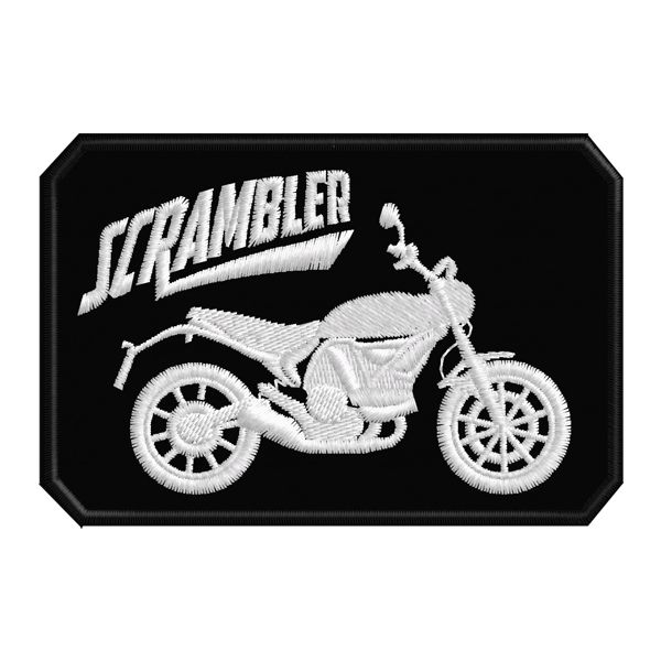 Patch  DUCATI SCRAMBLER con filo bianco