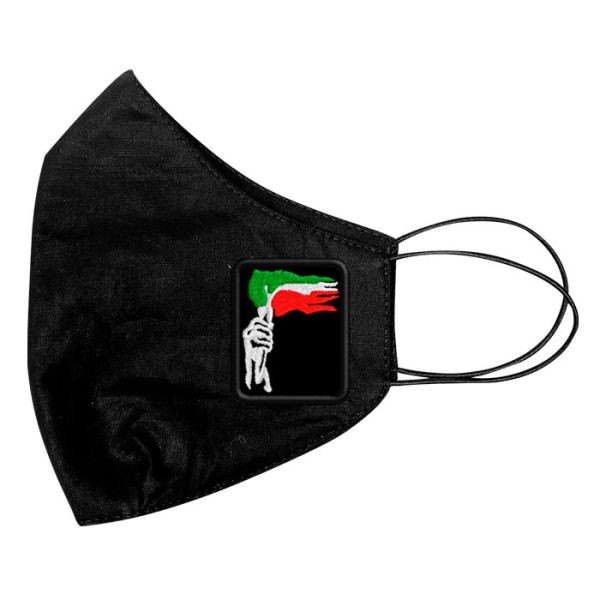 ambientazione patch ricamato cucito su mascherina