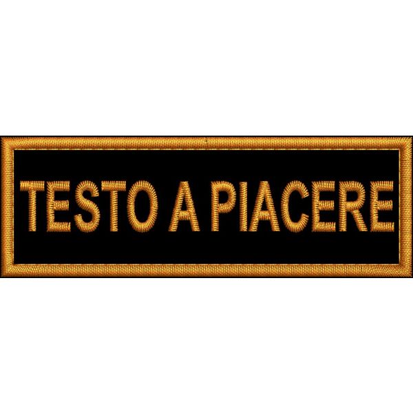 Patch ricamata cm. 9 x 3 su base nera con filato  giallo