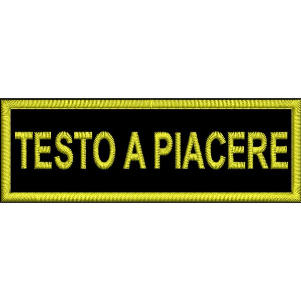 Patch ricamata cm. 9 x 3 su base nera con filato  giallo