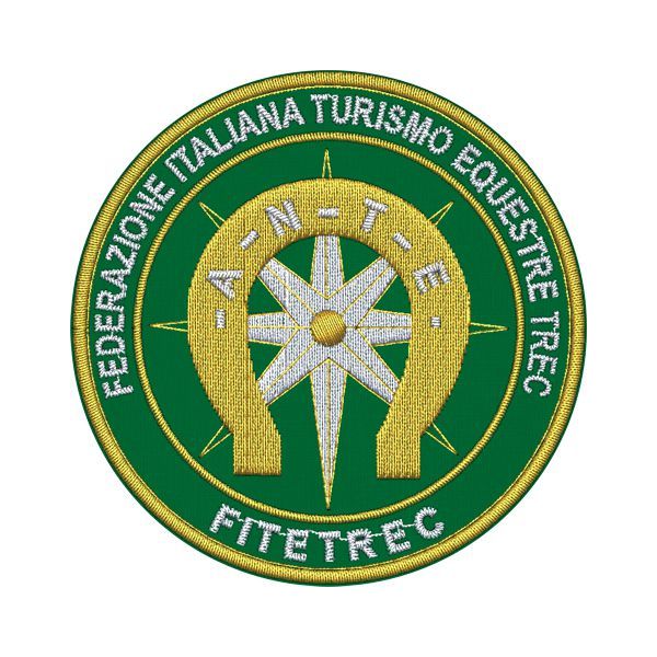Scudetto ricamato logo SEF-ITALIA base cm.7 altezza cm.9 cod.20190614_A