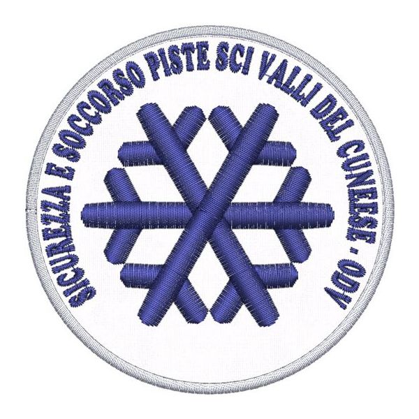 Patch Ricamato SICUREZZA PISTE SCI VALLI DEL CUNEESE diam. mm.80 Cod.20201102_A