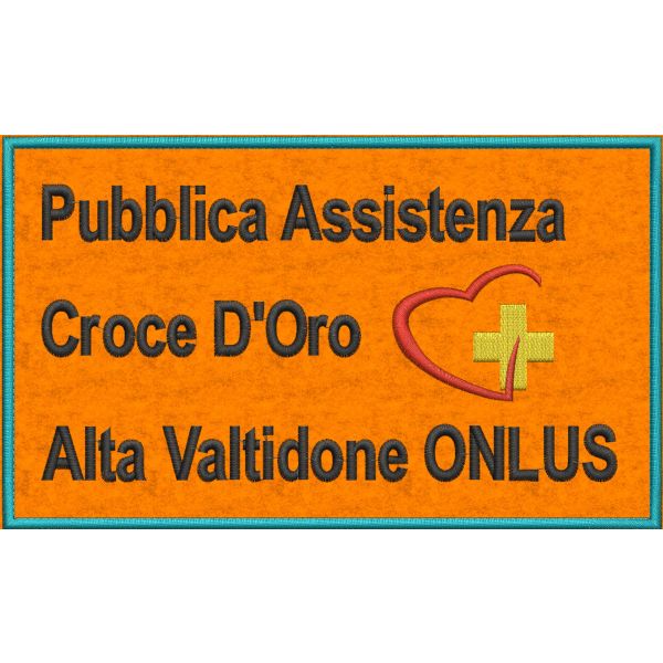 Patch ricamato Pubblica Assistenza Croce D'Oro cm. 24 x 14 di altezza