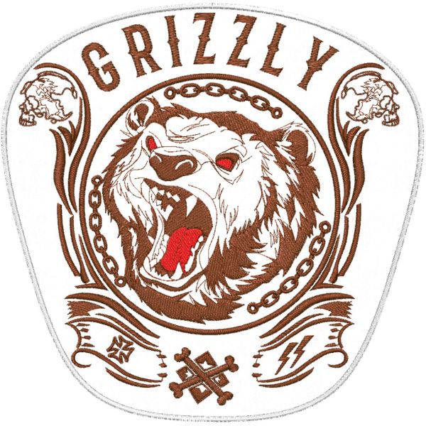 Stemmone da schiena ricamato teschi con GRIZZLY cm.25 x 25