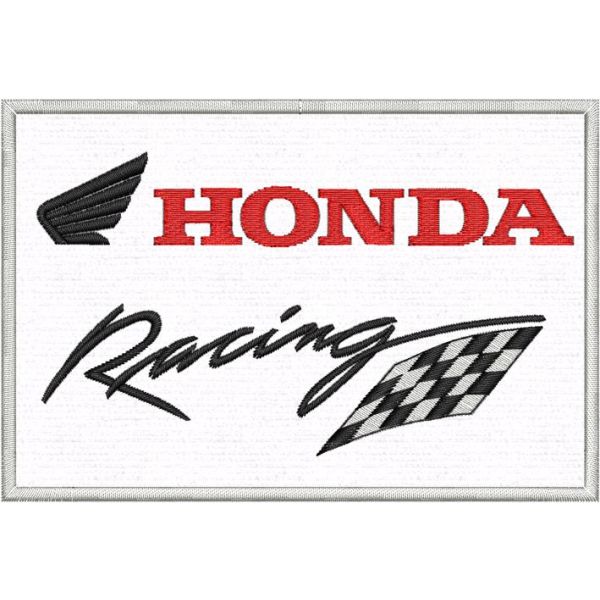 Patch ricamato logo Honda Racing mm.120 x 80  su fondo di tessuto bianco 
