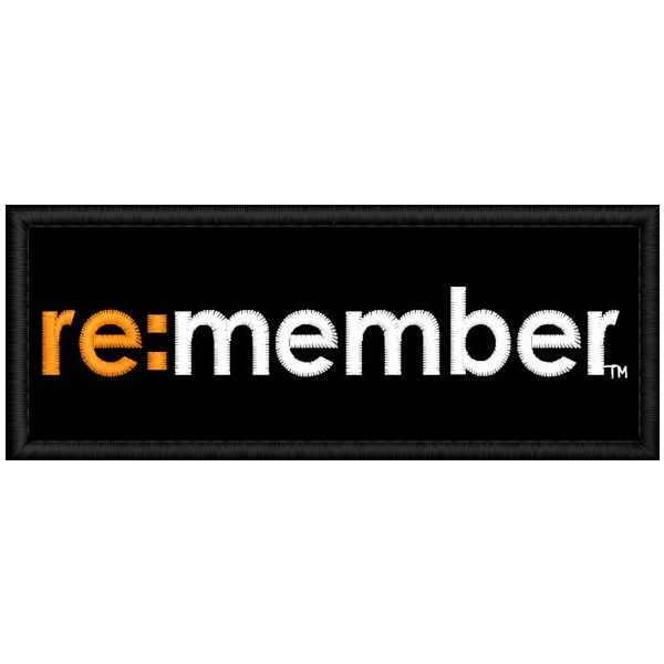 Stemma Ricamato logo RE:MEMBER su base nera cm. 10 x 4 