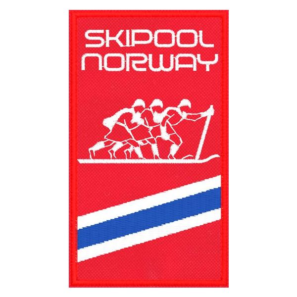 Stemma Ricamato logo RSKIOLL NORWAY su base rosa cm. 5 x 9 cod.20201225_A