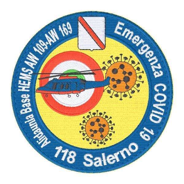 patch ricamato salerno emergenza covid19 aw 169 diametro 90 mm.
