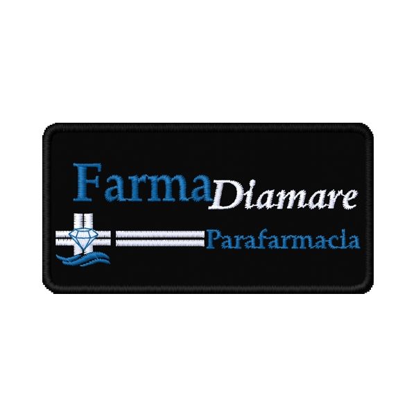Patch ricamato su base cm.8X4 logo Farmacia Diamare cod. 20210303_A
