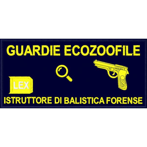 Patch rettangolare cm. 15 x 7  ISTRUTTORE DI BALISTICA FORENSE GUARDIE ECOZOOFILE Cod.20210304_B