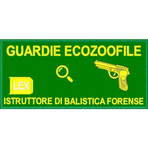 Patch rettangolare cm. 15 x 7  ISTRUTTORE DI BALISTICA FORENSE GUARDIE ECOZOOFILE Cod.20210304_B