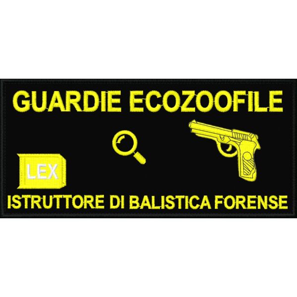 Patch rettangolare cm. 15 x 7  ISTRUTTORE DI BALISTICA FORENSE GUARDIE ECOZOOFILE Cod.20210304_B