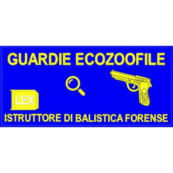 Patch rettangolare cm. 15 x 7  ISTRUTTORE DI BALISTICA FORENSE GUARDIE ECOZOOFILE Cod.20210304_B