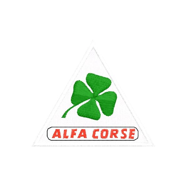 Patch ricamato rettangolo logo ALFA CORSE su base cm.5 Cod.20210310_A