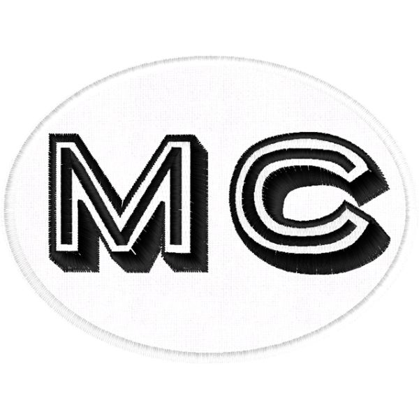Bollo (MC) ricamato ovale cm. 6 x 8  Csu base bianca