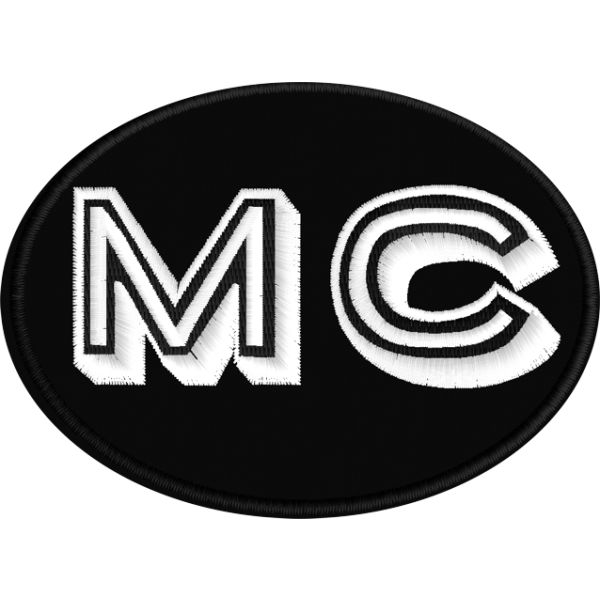 Bollo (MC) ricamato ovale cm. 6 x 8  Csu base bianca