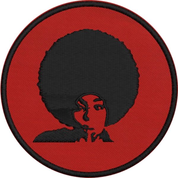 Patch ricamato su base rossa, testa di moro  diam.80 mm. Cod. 20210322_A