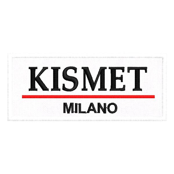 Etichetta ricamata PERSONALIZZATA KISMET MILANO cm.7x3 cod.202103214_A