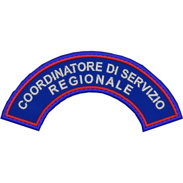 Patch ricamato mezzaluna da spalla COORDINATORE DI SERVIZIO REGIONALE cm.10 x 4,5 Cod.20210419_A