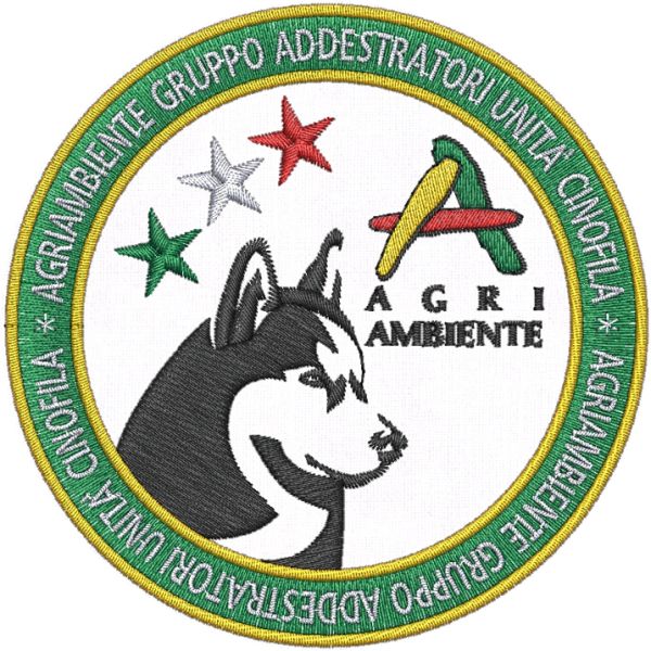 Patch ricamato AGRIAMBIENTE GRUPPO ADDESTRATORI UNITA CINOFILA diametro 90mm. Cod.20210421_A