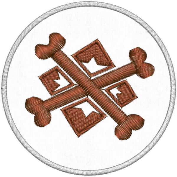 Patch ricamato diam.cm.8 ROMBO CON OSSA Cod.20210422_B
