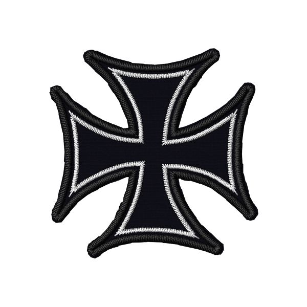Patch ricamato croce celtica su tessuto ZIGZAG colore a scelta  IRON cross 5 cm. NERO