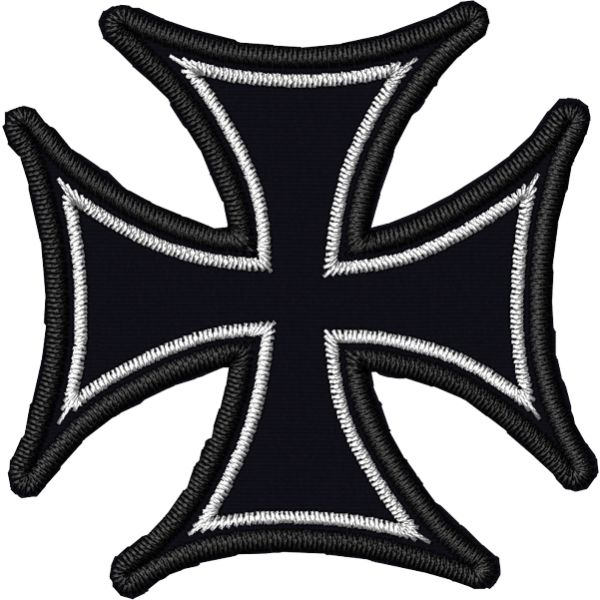 Patch ricamato croce celtica su tessuto ZIGZAG colore a scelta  IRON cross 7,5 cm BASE NERA