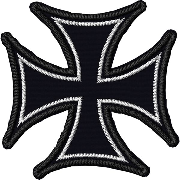 Patch ricamato croce celtica su tessuto ZIGZAG colore a scelta  IRON cross 10 cm. BASE BIANCA