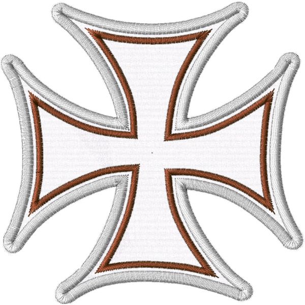 Patch ricamato croce celtica su tessuto ZIGZAG colore a scelta  IRON cross 10 cm. BASE BIANCA