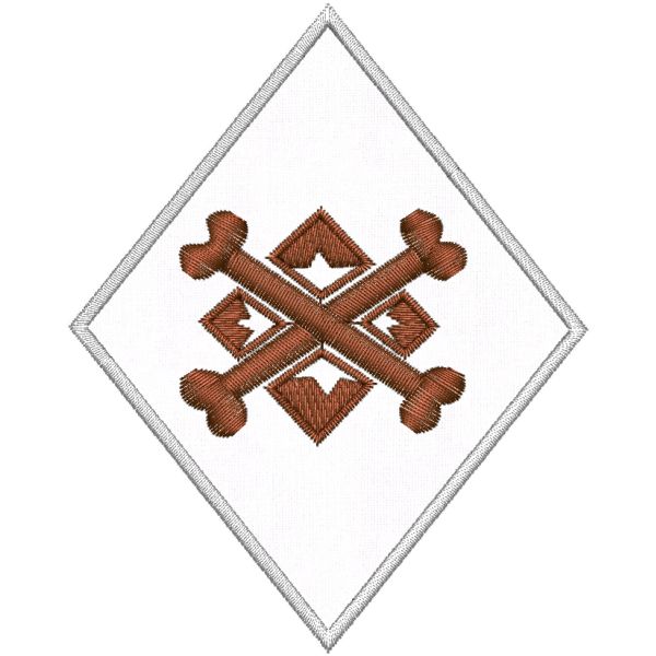 Patch ricamato diam.cm.8 ROMBO CON OSSA Cod.20210422_B