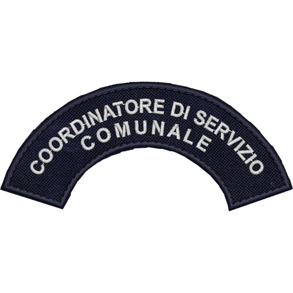 Patch ricamato mezzaluna da spalla COORDINATORE DI SERVIZIO COMUNALE cm.10 x 4,5 Cod.20210504_only