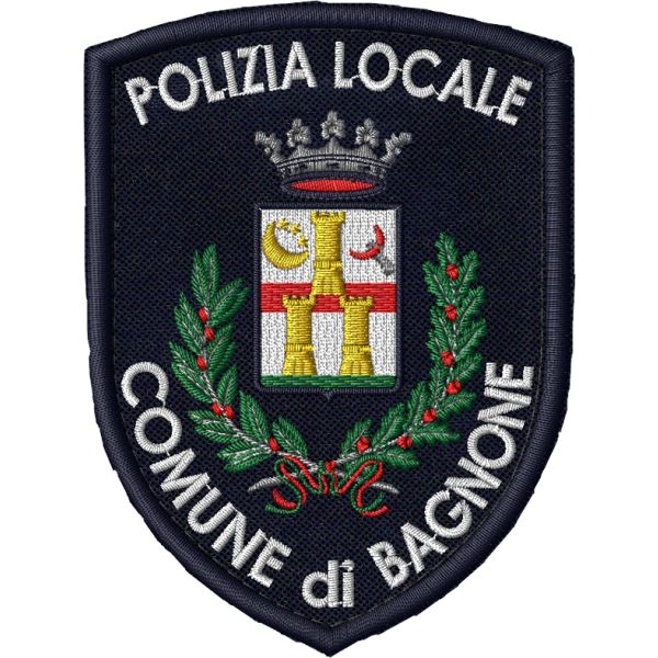 Patch ricamata POLIZIA LOCALE comune di bagnone mm. 100 x 7.5  Cod.20210518_A
