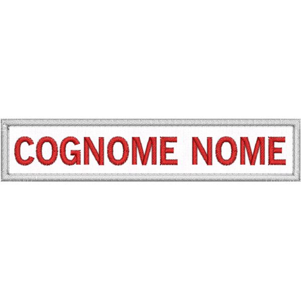 Patch ricamato CM.10 X 2 con TESTO O NOME A PIACERE su 1 riga Cod. 20210522_A