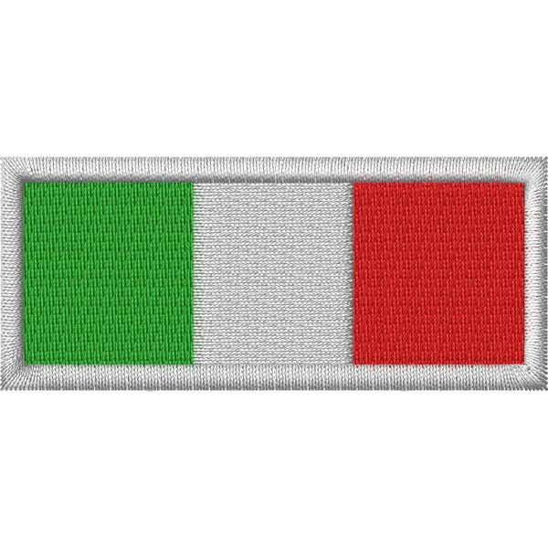 Patch Bandiera italiana lunga  cm. 7x3 Cod. 20210621_A bordo bianco
