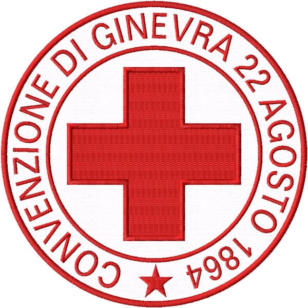 Patch ricamato CONVENZIONE DI GINEVRA 22 AGOSTO 1864 diametro cm. 20