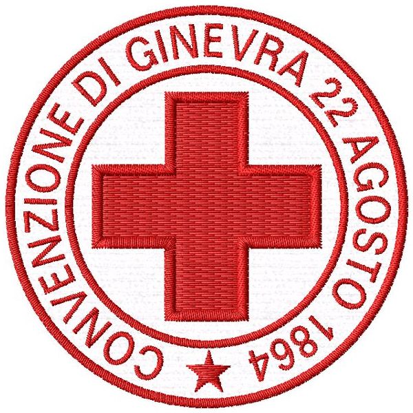Patch ricamato CONVENZIONE DI GINEVRA 22 AGOSTO 1964 diametro cm. 7,5