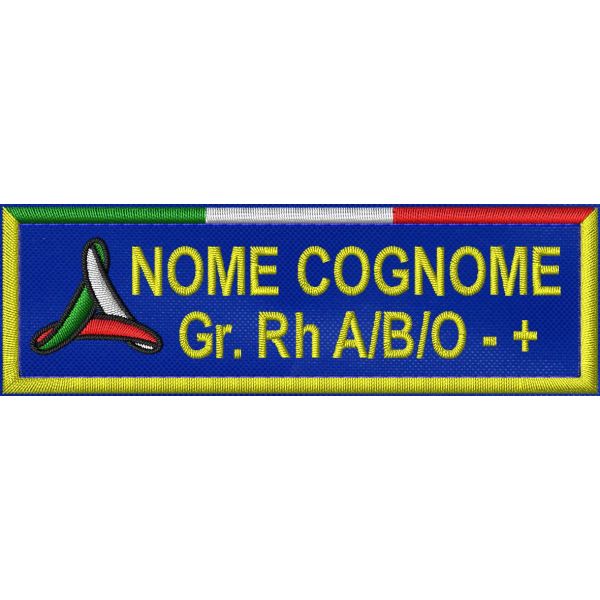 Patch ricamato Nominativo PROTEZIONE CIVILE NOME COGNOME Gr. Rh