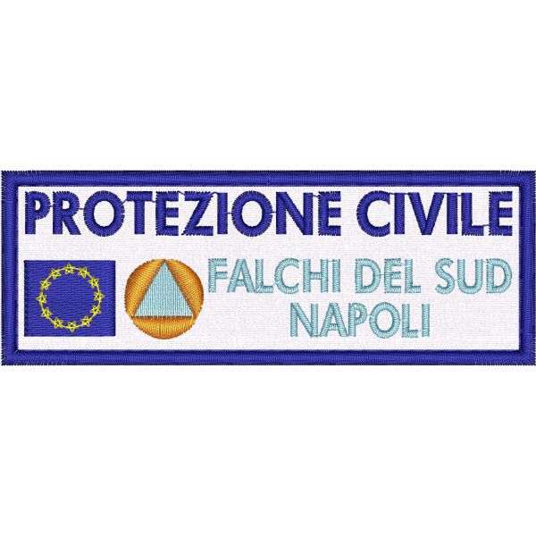 Patch ricamato PROTEZIONE CIVILE falchi del sud cm.11 x 4 Cod.20210710_A