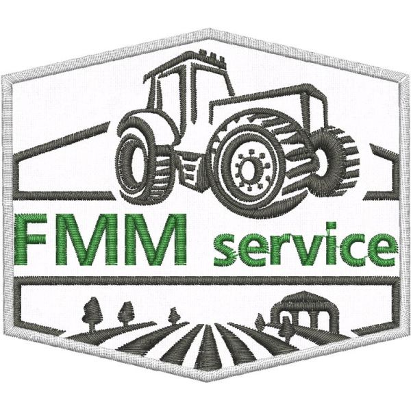 Patch ricamato trattore FMM service cm. 9.5 x 8,5 a forma romboidale Cod.20210715_A