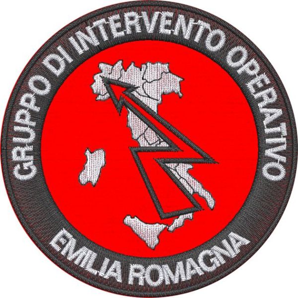 Patch ricamato GRUPPO INTERVENTO OPERATIVO Agriambiente regione EMILIA ROMAGNA diam. cm. 8 