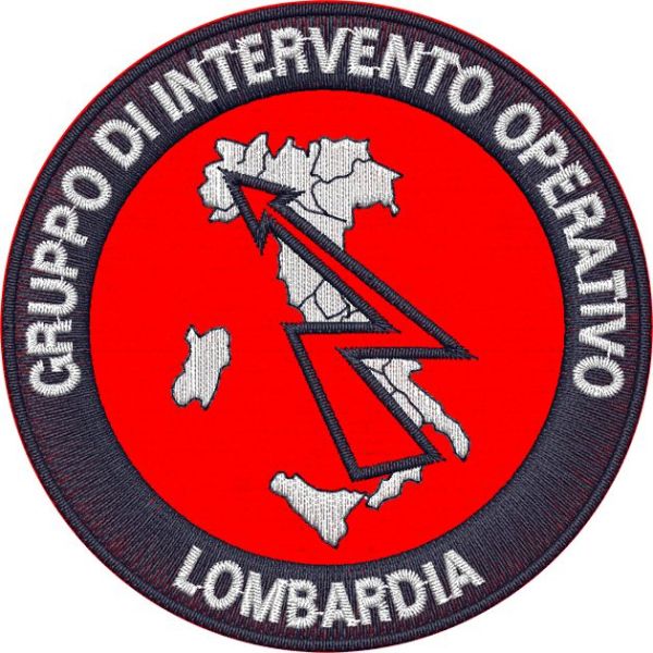 Patch ricamato GRUPPO INTERVENTO OPERATIVO Agriambiente regione Lombardia diam. cm. 8 