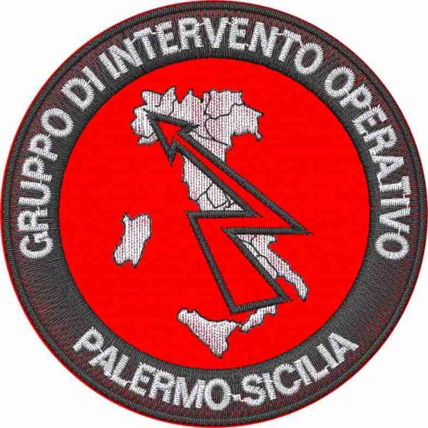 Patch ricamato GRUPPO INTERVENTO OPERATIVO Agriambiente regione PALERMO -SICILIA diam. cm. 8 