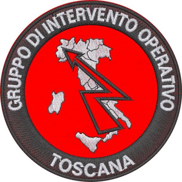 Patch ricamato GRUPPO INTERVENTO OPERATIVO Agriambiente regione TOSCANA diam. cm. 8 Cod.20210807_TOSCANA