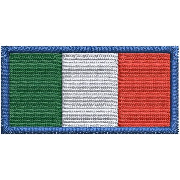 Patch Bandiera italiana lunga  cm. 5.0 x 2.5 bordo blu Cod. 20210906_A