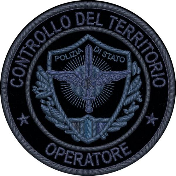Patch ricamato bassa visibilità onalità di blu OPERATORE CONTROLLO DEL TERRITORIO Polizia di Stato 